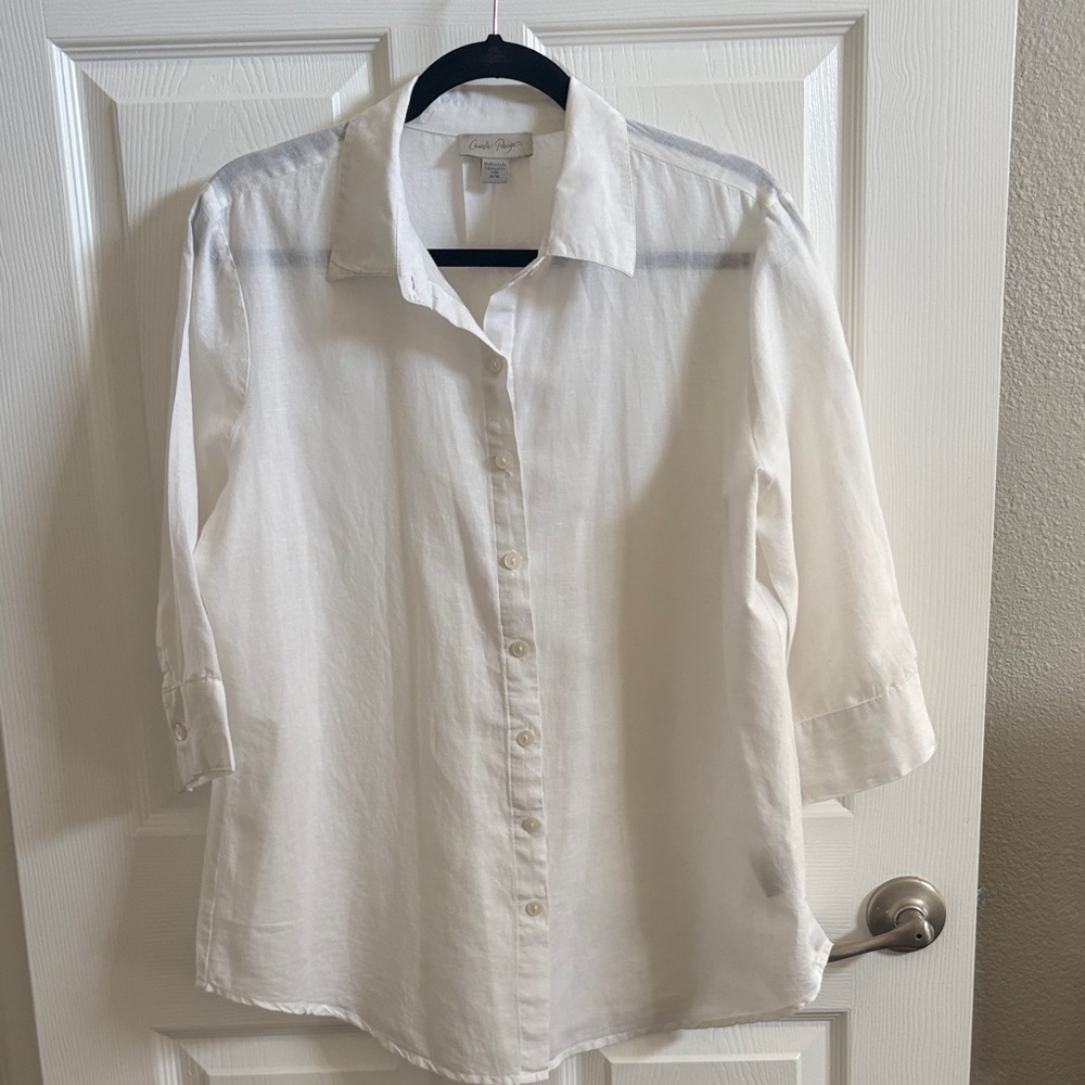 Charlie Paige White Casual Button Down Shirt